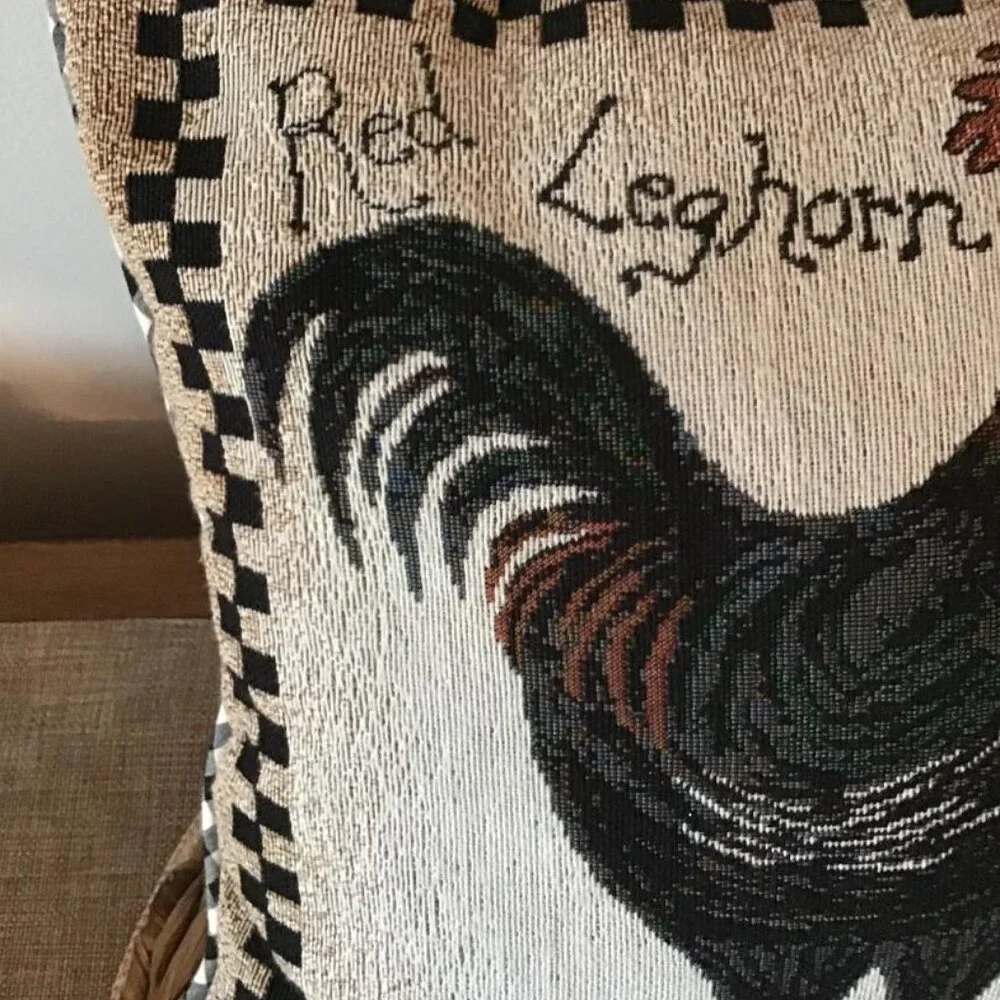 Vtg L. Shivey Rooster Throw Pillow Red Leghorn Farm French Country Cottagecore